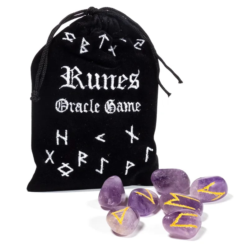 Pierres de Divination – Runes en Améthyste Polie naturelle