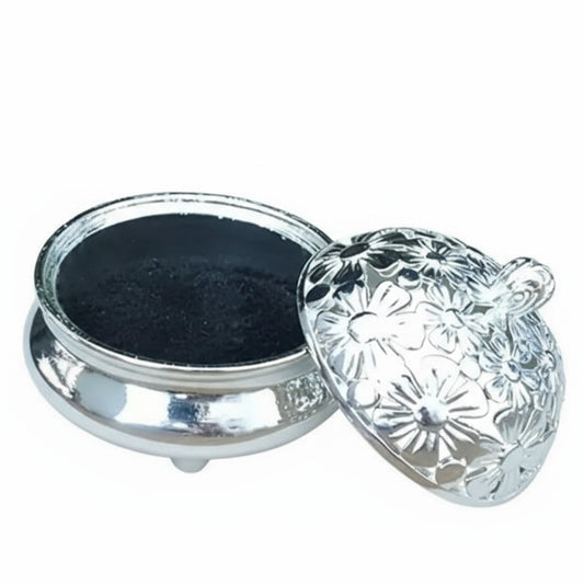 Brûleur d’Encens Argenté à Fleurs