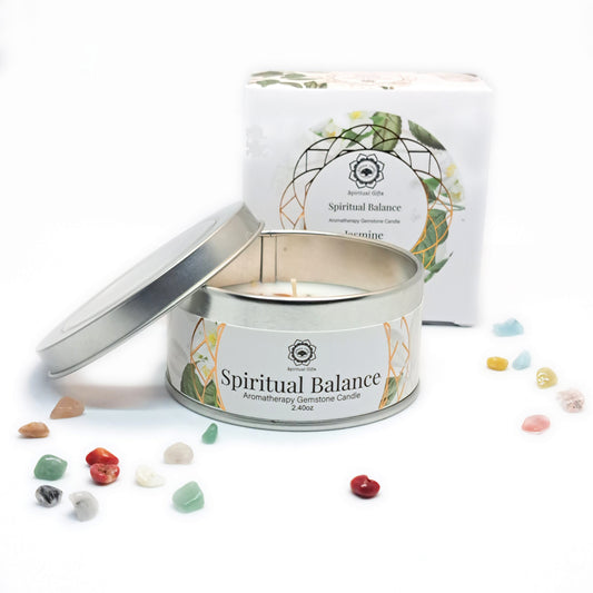 BOUGIE JASMIN &.CRISTAL DE ROCHE - ÉQUILIBRE SPIRITUEL - ESOTERYS