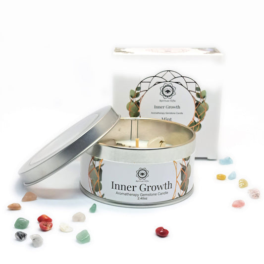 BOUGIE MENTHE & PIERRE DE LUNE - CROISSANCE INTÉRIEURE - ESOTERYS