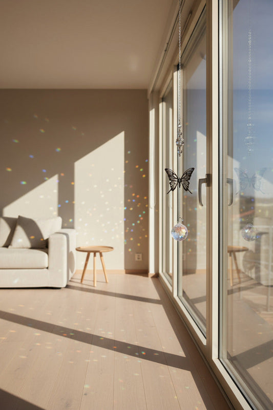 ATTRAPE-SOLEIL-PAPILLON BOULE & CRISTAL