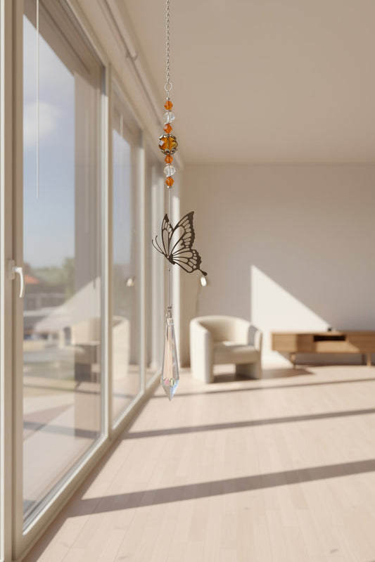 ATTRAPE-SOLEIL-PAPILLON PERLE ORANGE