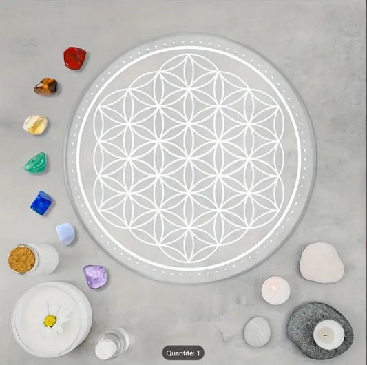 Plateau rechargement pierres acrylique - Fleur de Vie – 15 cm