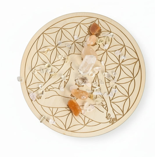 Plateau rechargement pierres - Chakra & Fleur de Vie – 15 cm