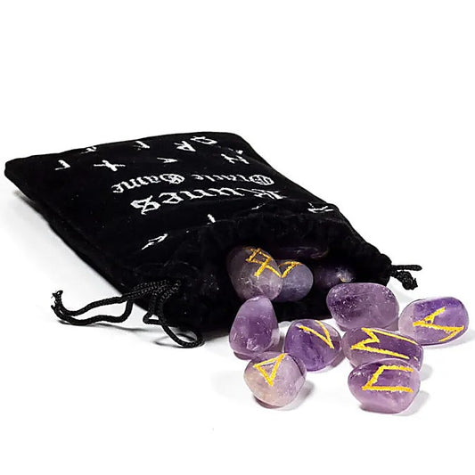 Pierres de Divination – Runes en Améthyste Polie naturelle