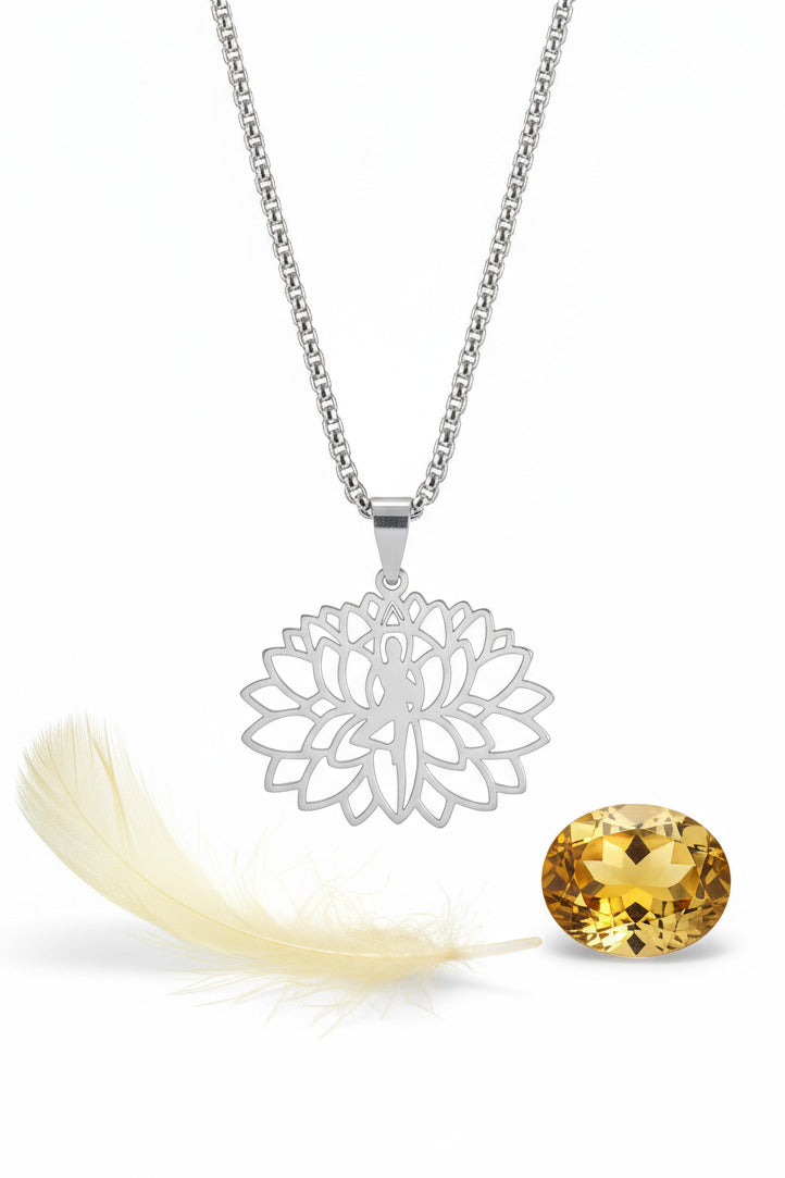 COLLIER FLEUR DE LOTUS - ACIER INOXYDABLE DORÉ - ESOTERYS