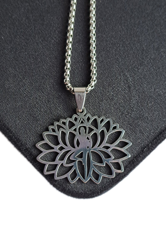 COLLIER FLEUR DE LOTUS - ACIER INOXYDABLE DORÉ - ESOTERYS