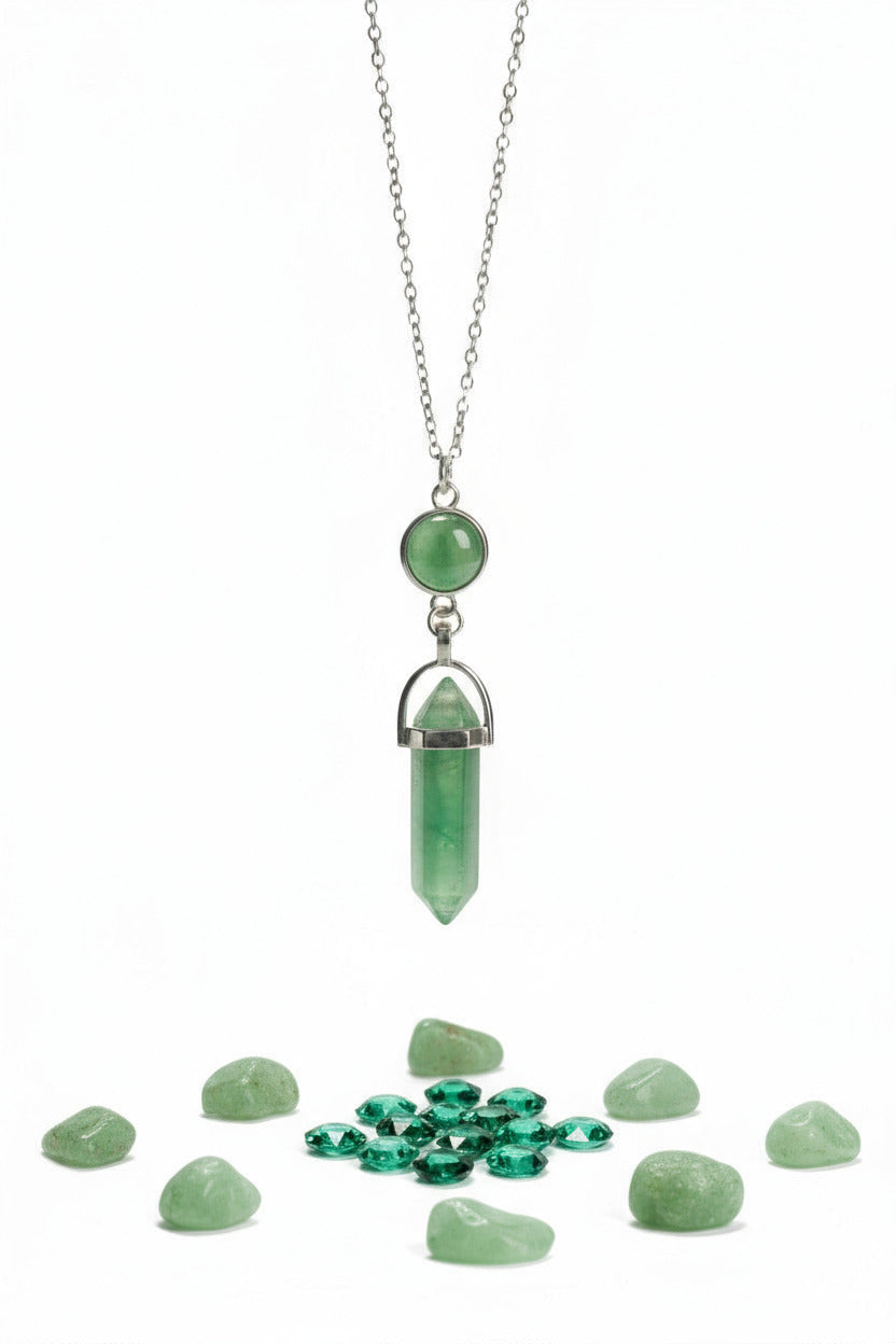 COLLIER/PENDULE POINTE BITERMINÉE AVENTURINE - ESOTERYS