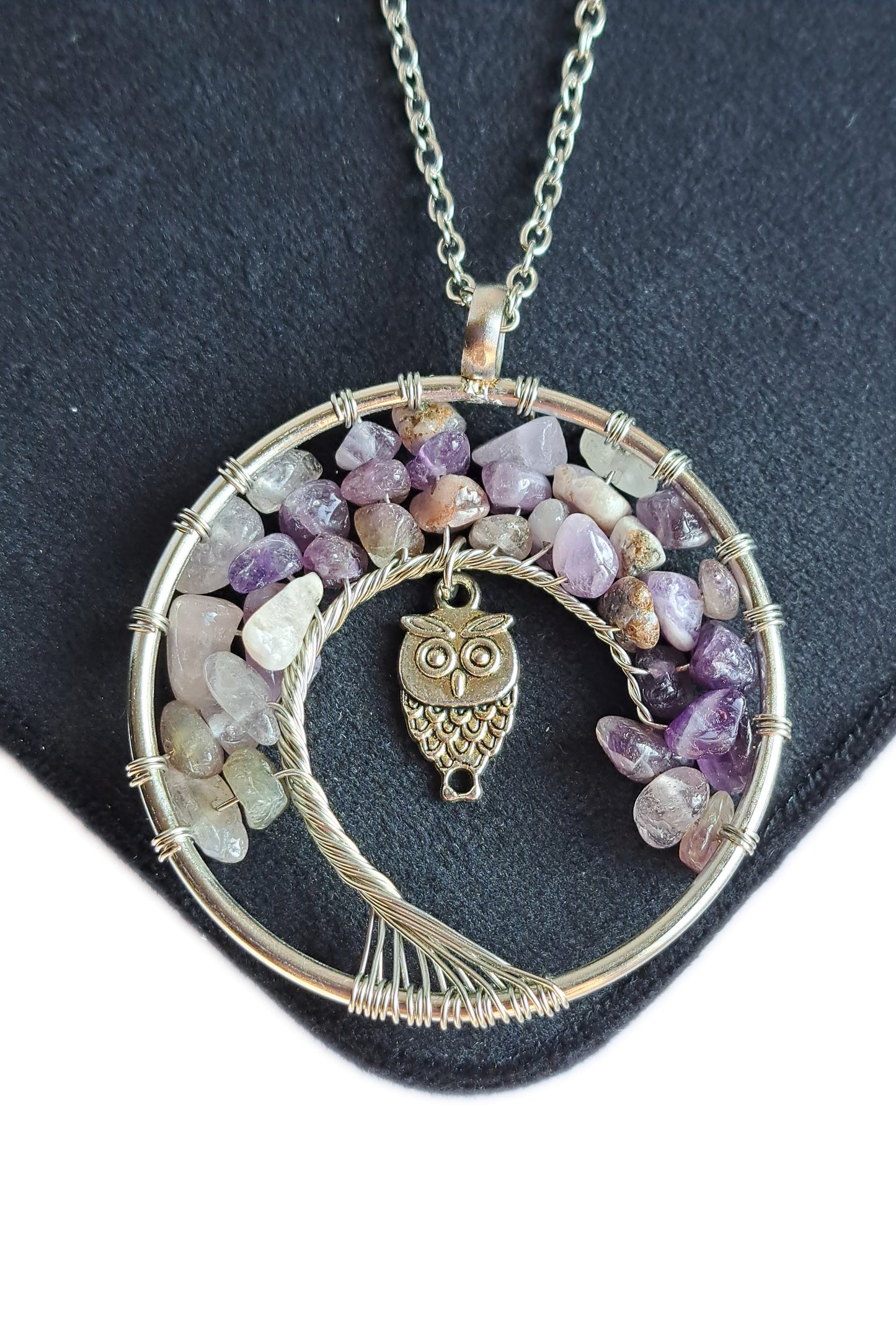 COLLIER ARBRE DE VIE - HIBOU - AMETHYSTE - ESOTERYS