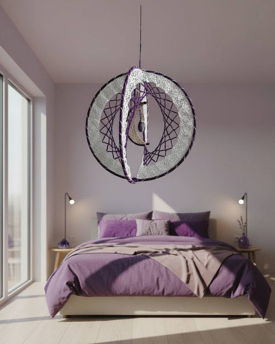 Attrape-rêves “Douceur émotionnelle” – Améthyste - 100 % artisanale, création unique