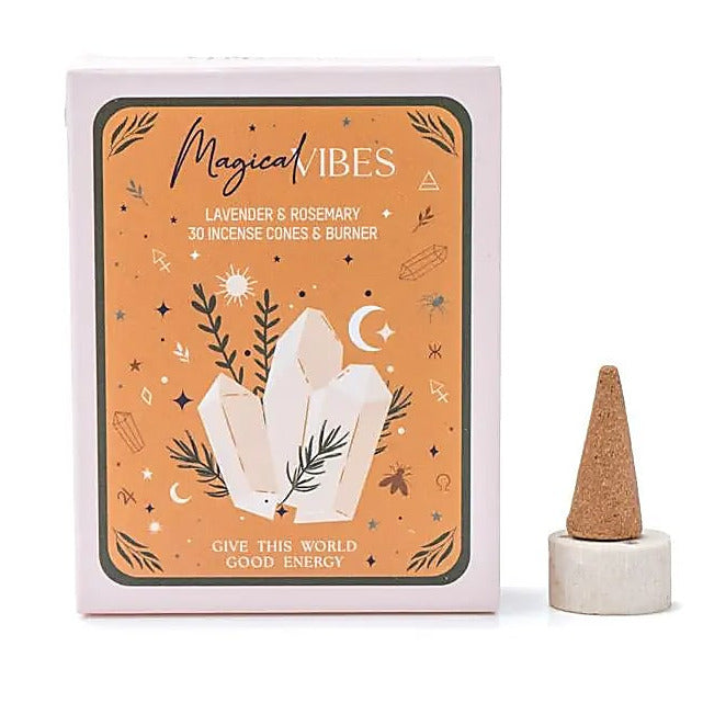 Cônes d’encens + brûleur assorti Magie Céleste – Vibrations Magiques - Lavande & romarin