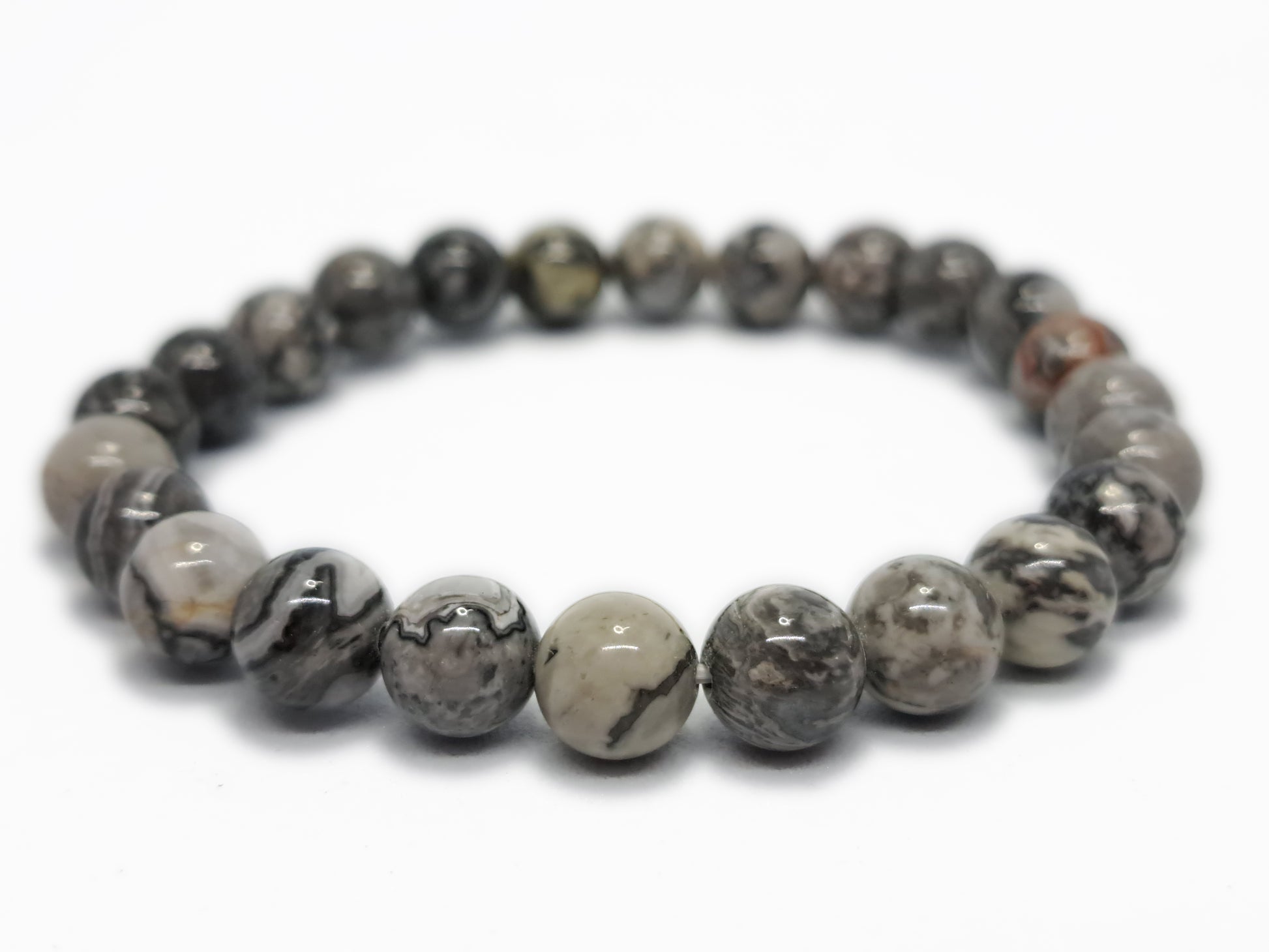 Bracelet AGATE CRAZY LACE GRISE  Qualité A (8mm) - ESOTERYS