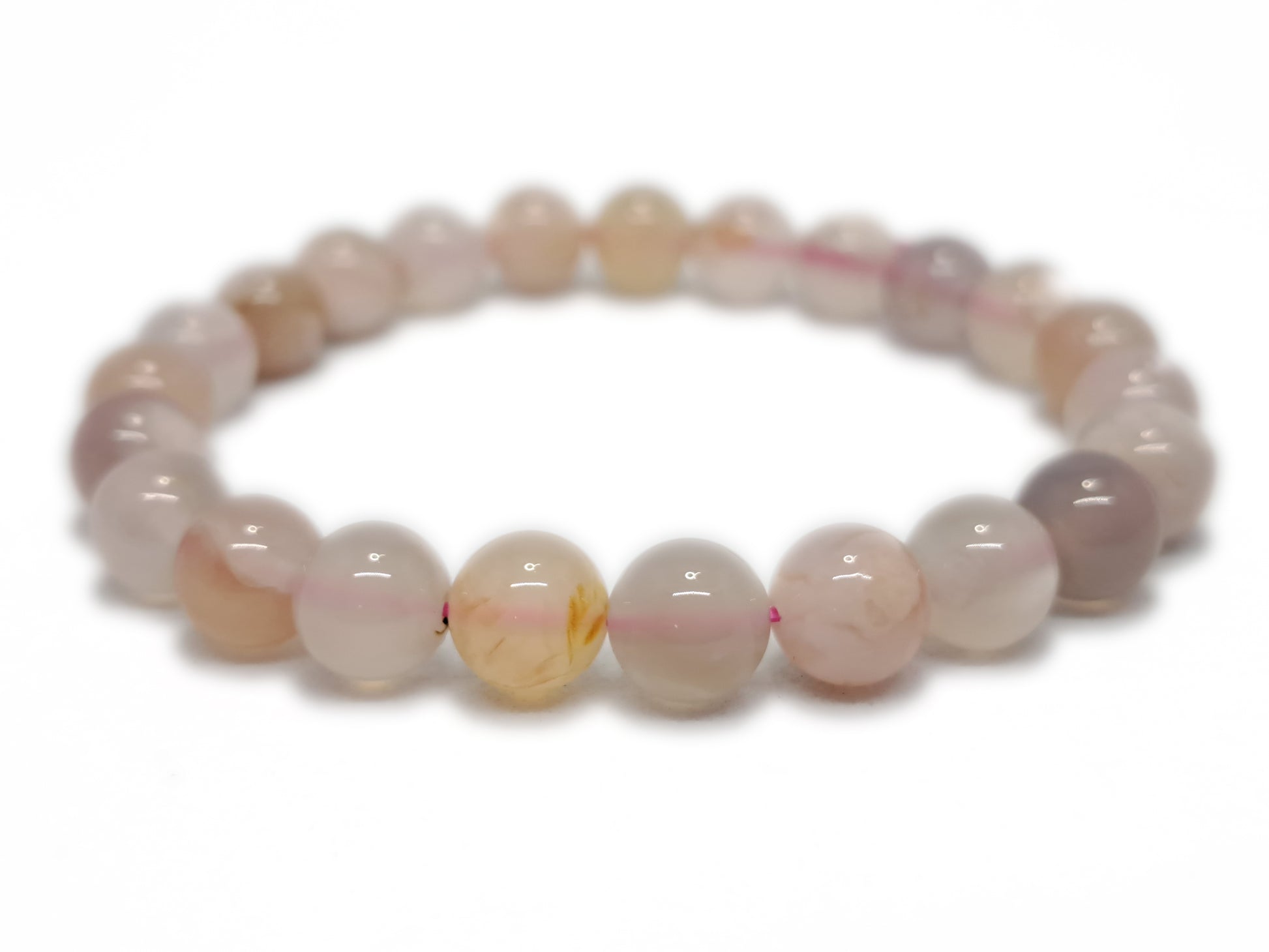 Bracelet AGATE FLEUR DE CERISIER Qualité A (8mm) - ESOTERYS