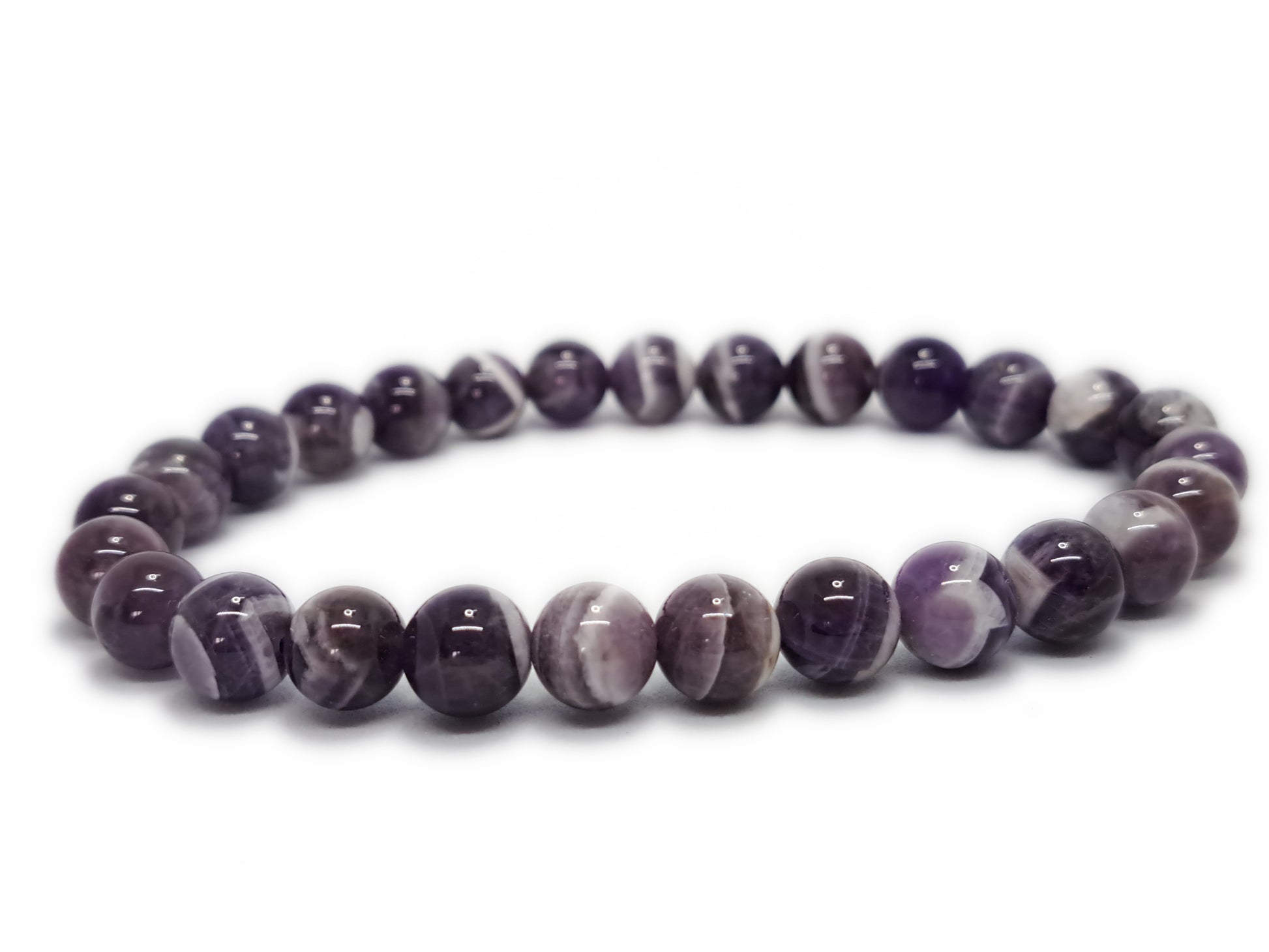Bracelet AMETHYSTE RUBANNEE Qualité AA BRESIL (8mm) T2 - ESOTERYS