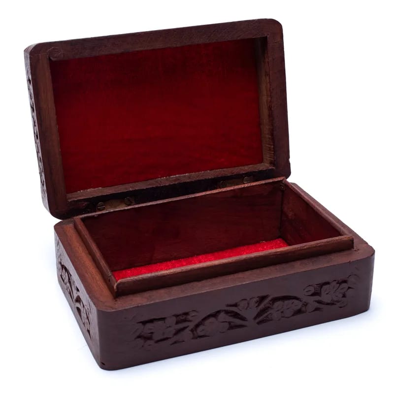 Boîte Lune/Étoile  en Bois de Manguier Sculpté à la Main