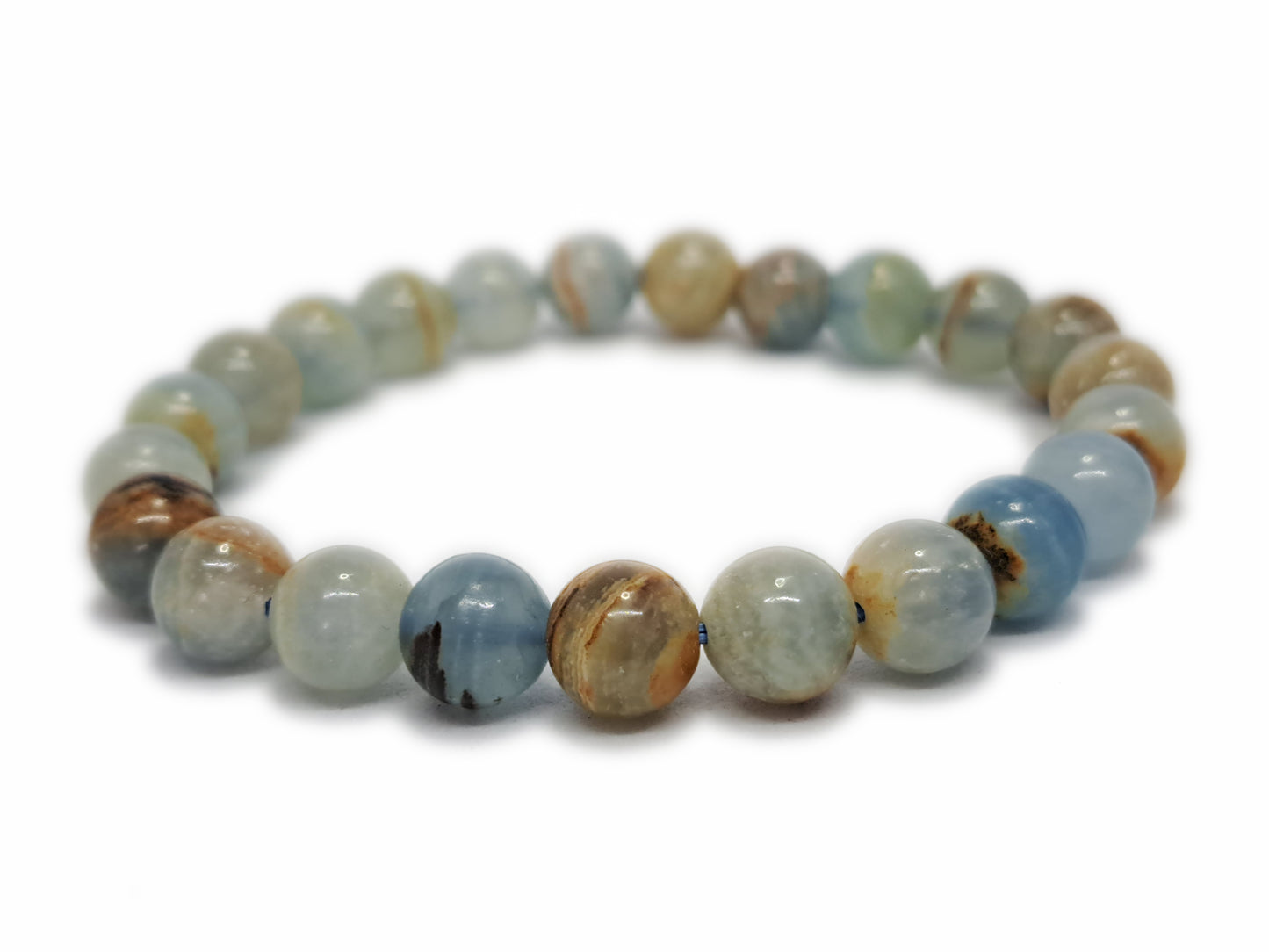 Bracelet CALCITE BLEUE SUR GUANGUE Qualité AA (7,5-8,5mm) - ESOTERYS