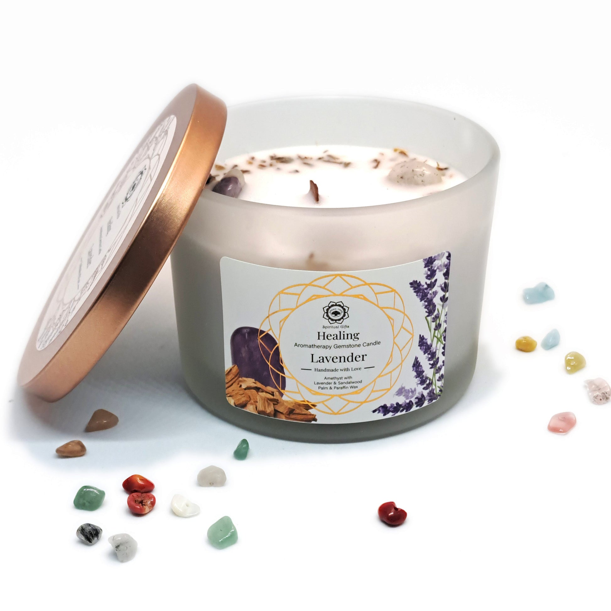 BOUGIE MENTHE & PIERRE DE LUNE - CROISSANCE INTÉRIEURE - ESOTERYS