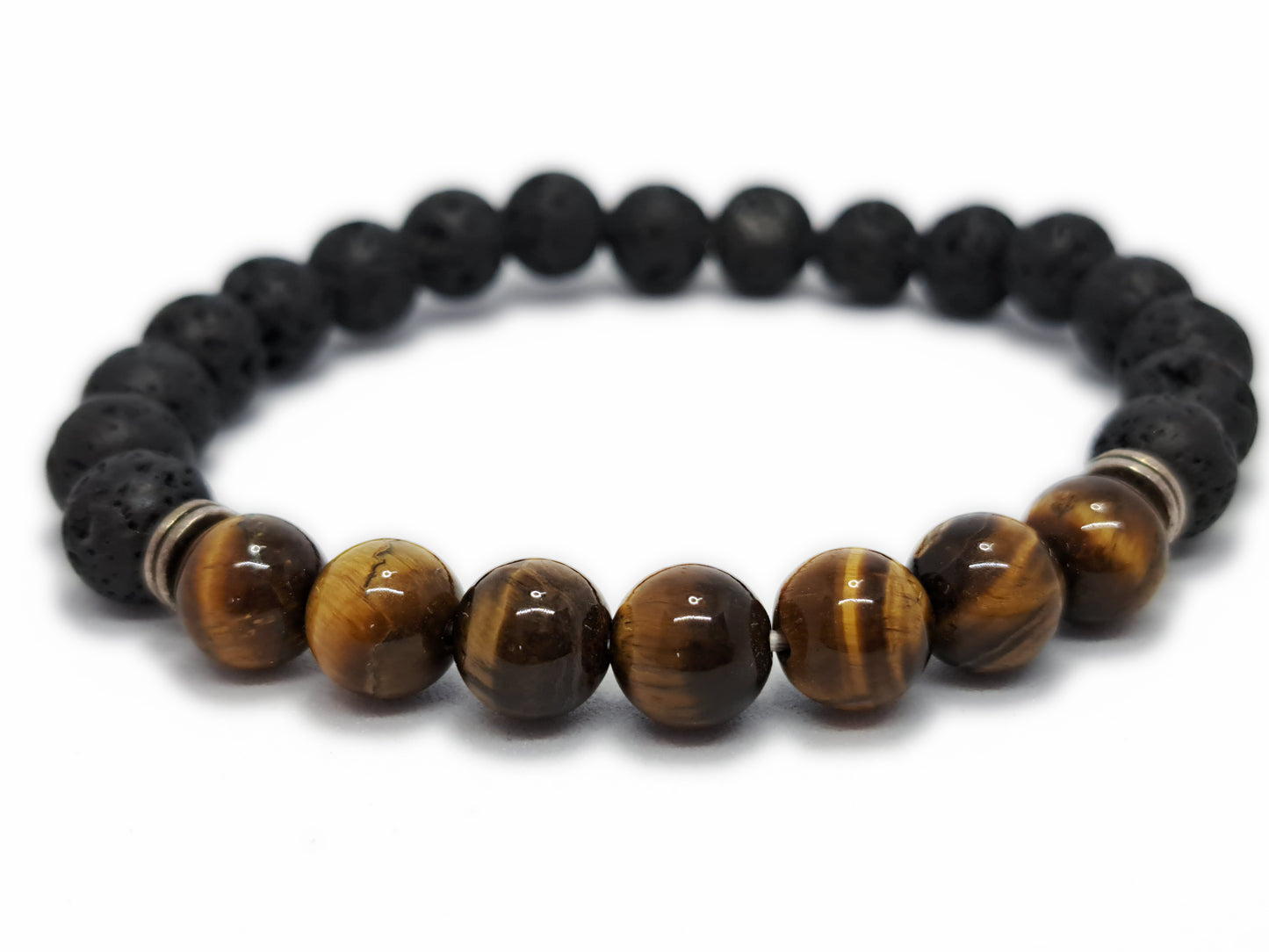 Bracelet OEIL DE TIGRE + PIERRE DE LAVE Qualité A (8mm) - ESOTERYS