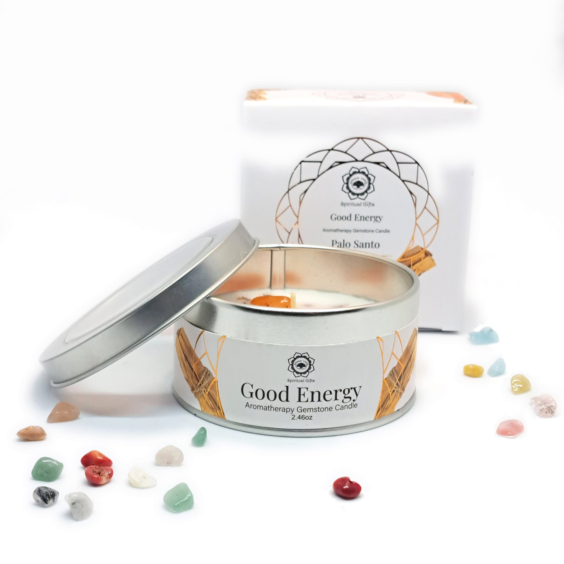 BOUGIE PALO-SANTO & CORNALINE - ÉNERGIE POSITIVE - ESOTERYS