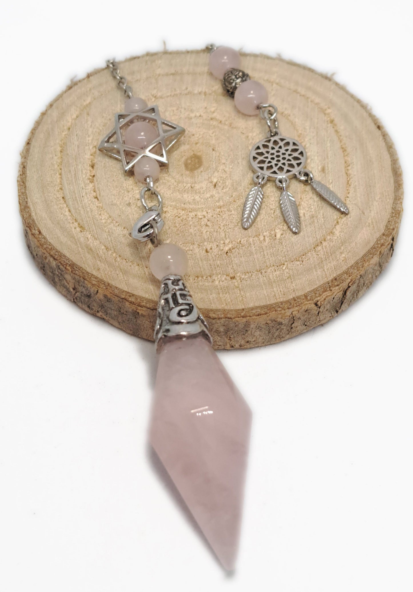 PENDULE ATTRAPE REVE - QUARTZ ROSE - ESOTERYS