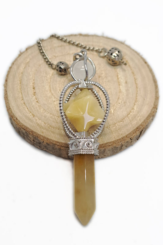 PENDULE ÉTOILE MERKABA- JADE JAUNE - ESOTERYS