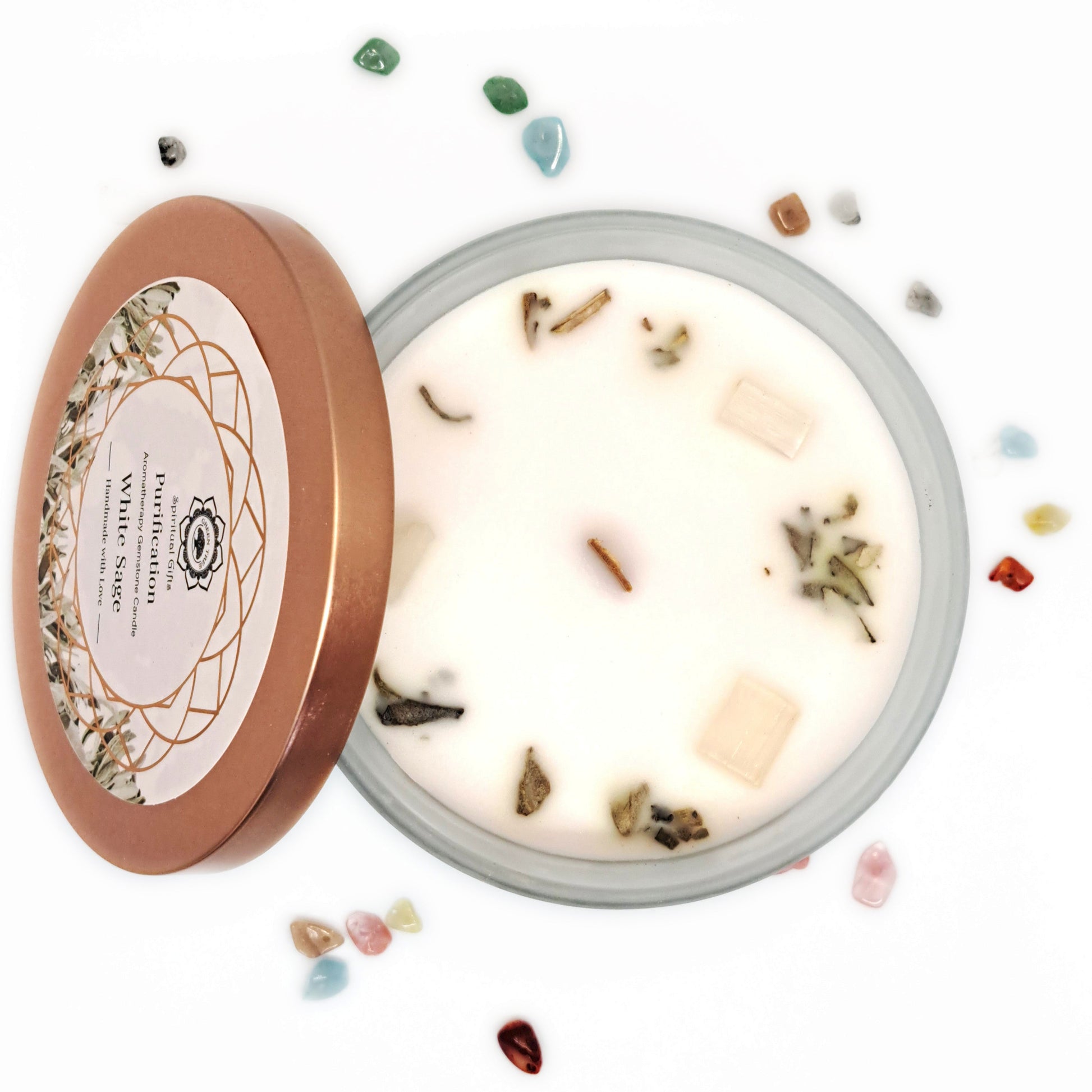 BOUGIE SAUGE BLANCHE & SÉLÉNITE - PURIFICATION - ESOTERYS