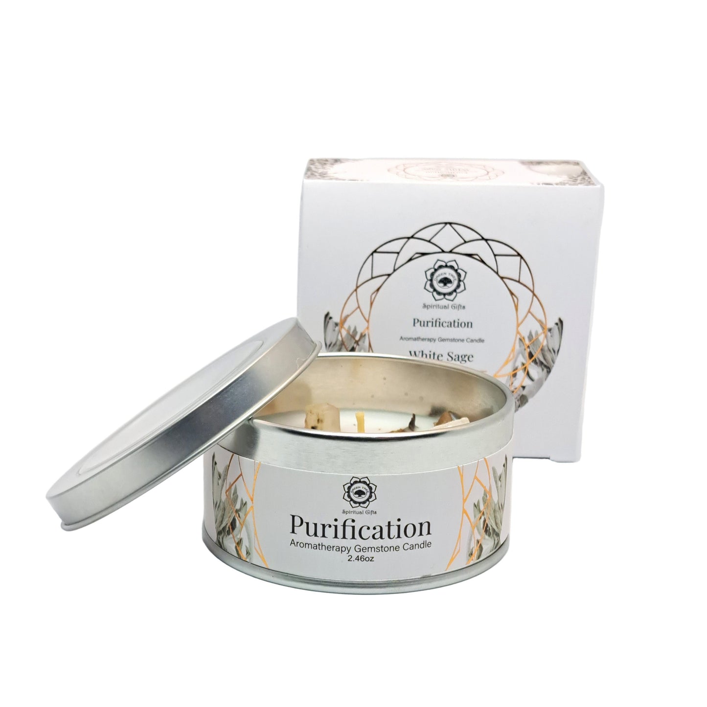 BOUGIE SAUGE BLANCHE & SÉLÉNITE - PURIFICATION - ESOTERYS