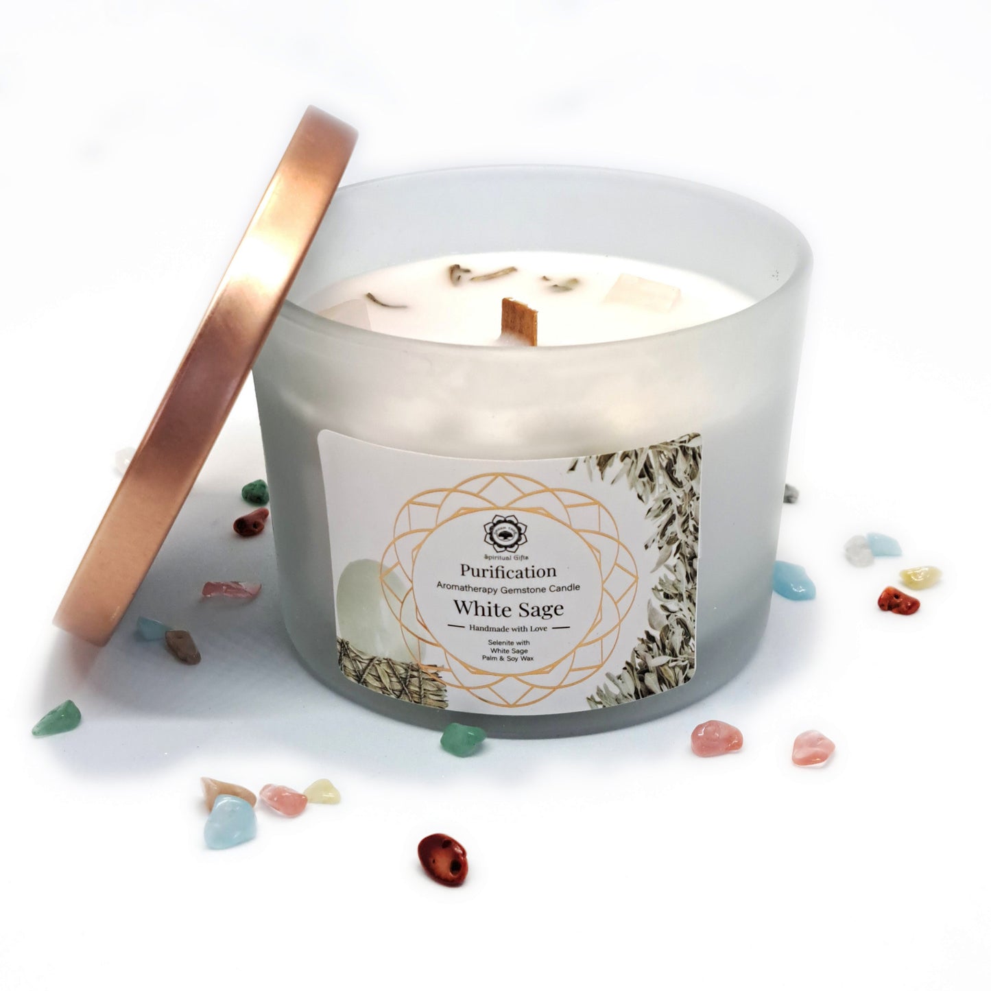 BOUGIE SAUGE BLANCHE & SÉLÉNITE - PURIFICATION - ESOTERYS