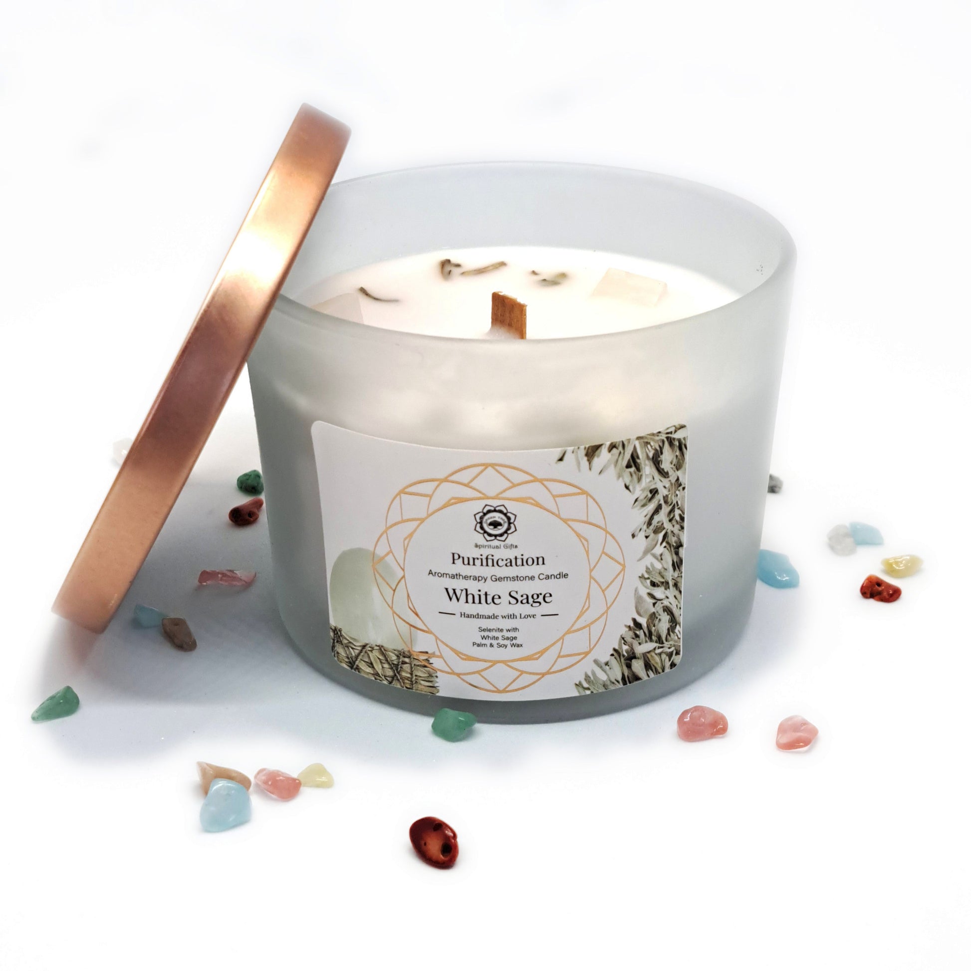 BOUGIE SAUGE BLANCHE & SÉLÉNITE - PURIFICATION - ESOTERYS