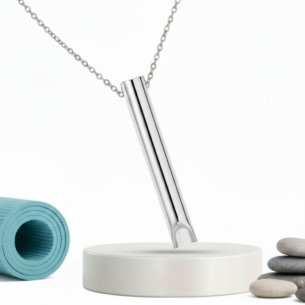 Collier Apaisant Argent– Réducteur d’Anxiété & Outil de Respiration Consciente -Yoga