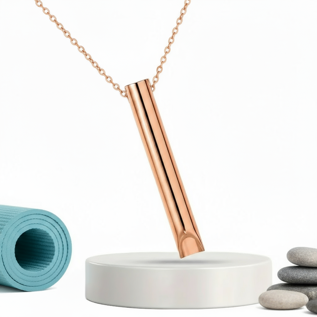 Collier Apaisant or rose – Réducteur d’Anxiété & Outil de Respiration Consciente -Yoga
