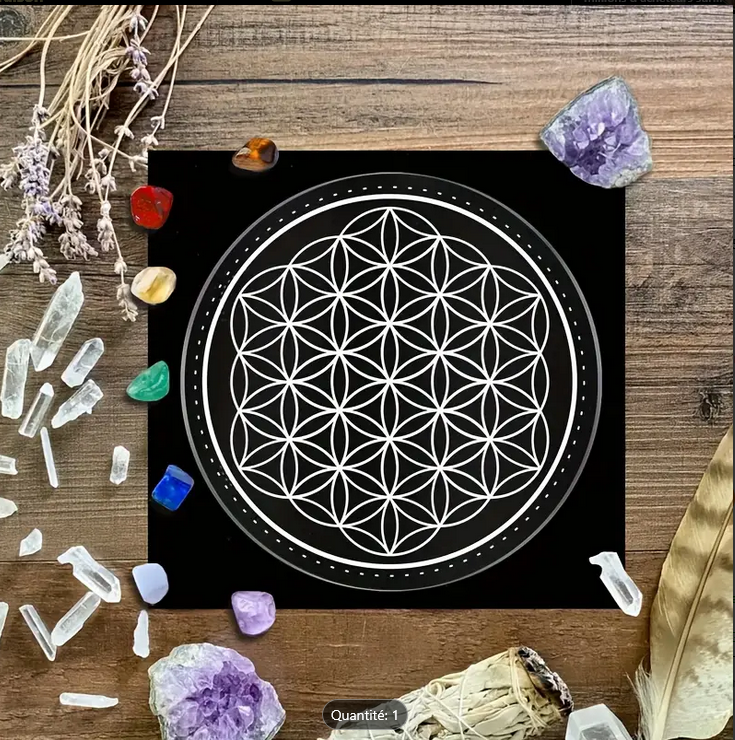 Plateau rechargement pierres acrylique - Fleur de Vie – 15 cm