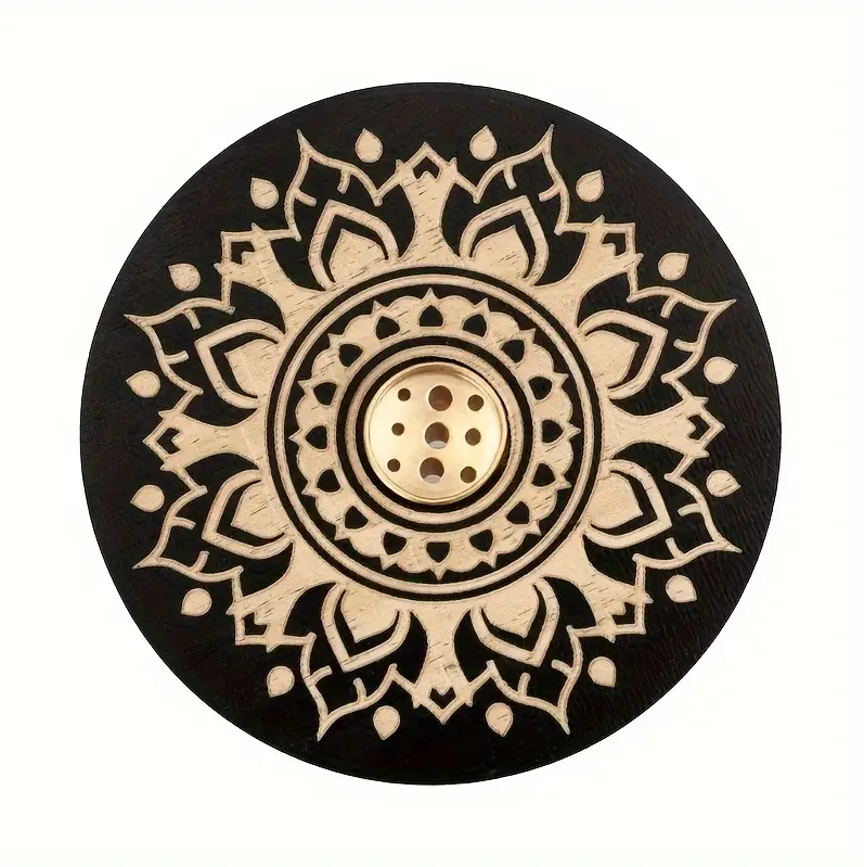 Porte-Encens Mandala en Bois Sculpté