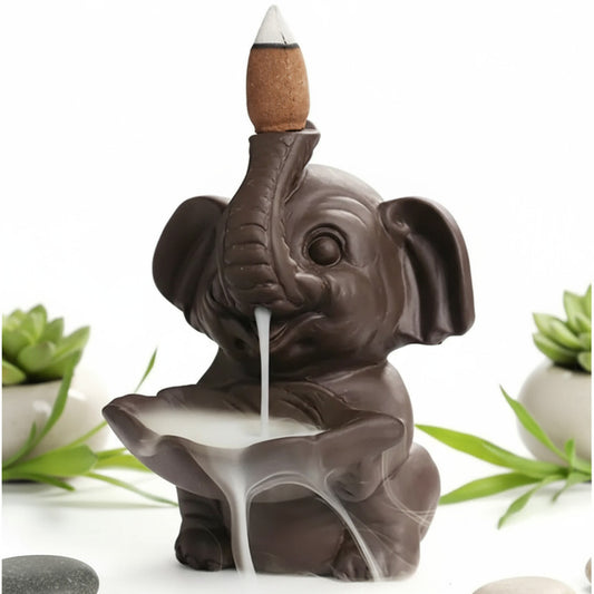 Brûleur d’Encens à Reflux – Éléphant Porte-Bonheur