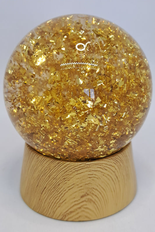 BOULE DÉCORATIVE BIEN-ÊTRE-FEUILLES D'OR FLOTTANTES