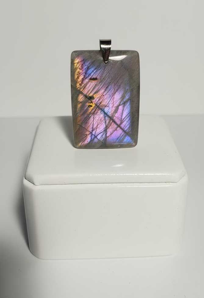 Pendentif pierre plate -  Labradorite violette AA+ Rectangulaire - ESOTERYS