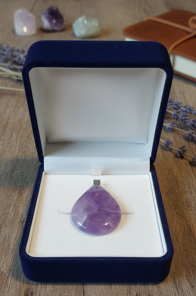 Pendentif pierre plate goutte - Améthyste AA - ESOTERYS