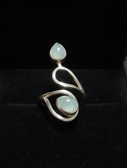 Bague Argent 925-Aigue marine Namibie AA