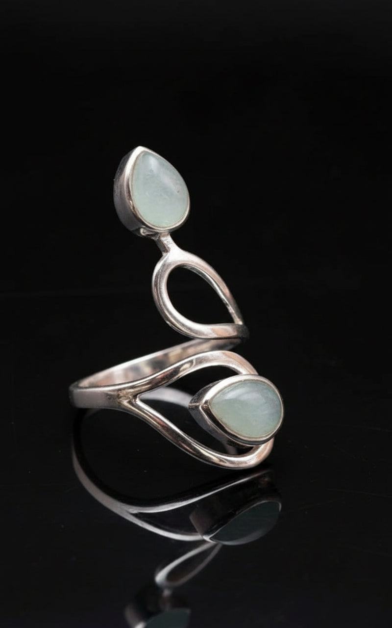 Bague Argent 925-Aigue marine Namibie AA