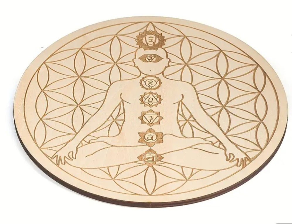 Plateau rechargement pierres - Chakra & Fleur de Vie – 15 cm