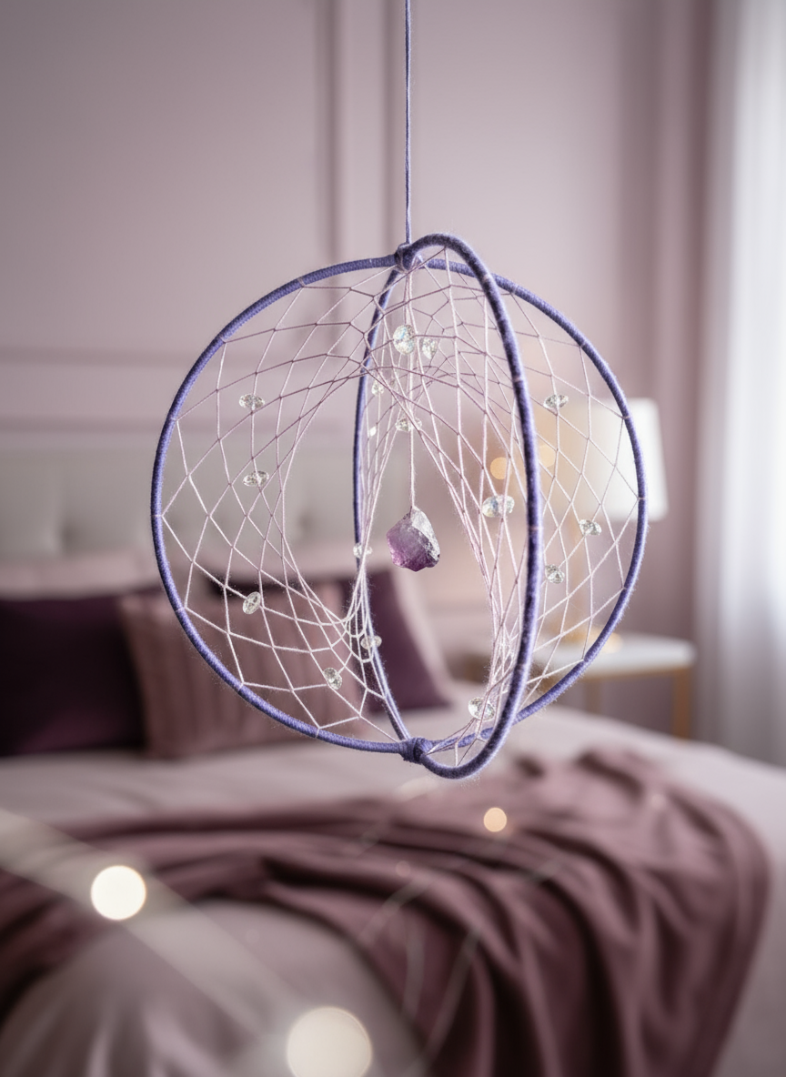 Attrape-rêves " Douceur émotionnelle " Améthyste - 100% artisanal. Création unique