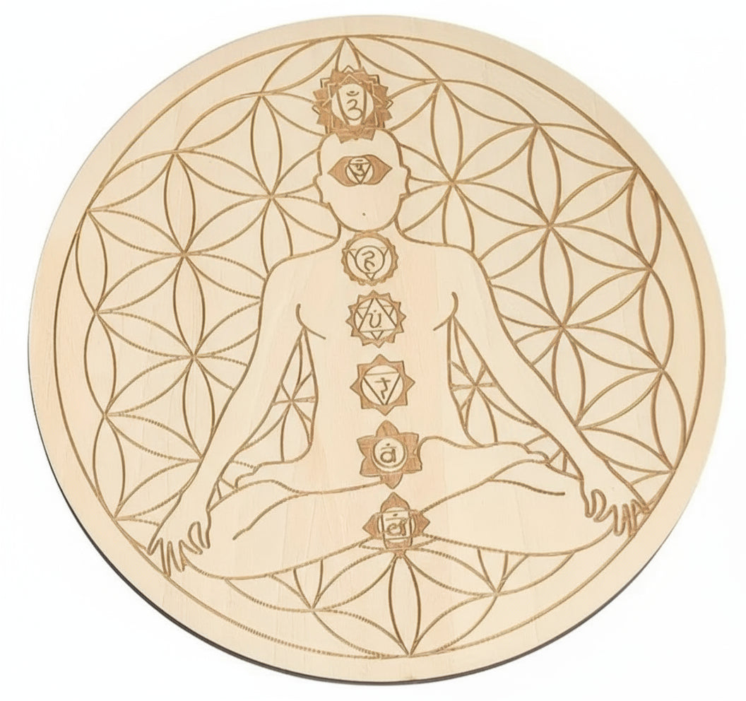Plateau rechargement pierres - Chakra & Fleur de Vie – 15 cm