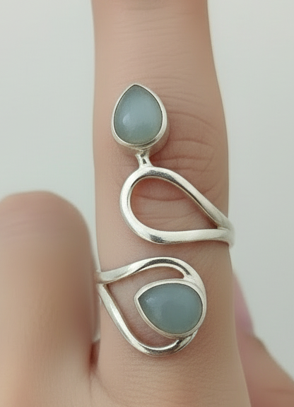 Bague Argent 925-Aigue marine Namibie AA